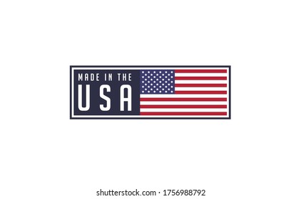 Made in USA badge. United States of America flag colors. American patriotism sign.