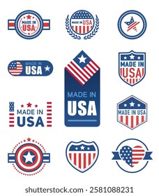 Made in USA Badges and Patriotic Labels Collection