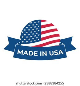 Made in USA banner. Flat symbol.