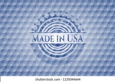 Made in USA blue hexagon emblem.