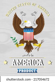 made in usa bold eagle in golden vintage style