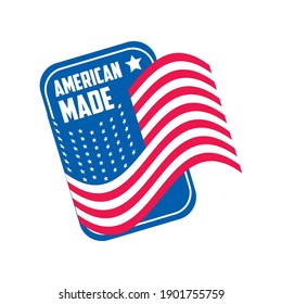 Made in usa card with flag design, American quality business and national theme Vector illustration