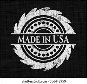 Made in USA chalk emblem written on a blackboard