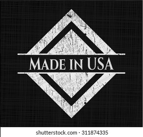 Made in USA chalkboard emblem on black board