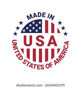 made in usa circle label vector design with united states flag	