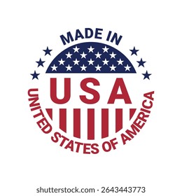 made in usa circle logo stamp vector design with united states flag	