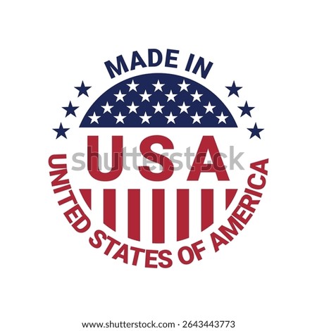 made in usa circle logo stamp vector design with united states flag	