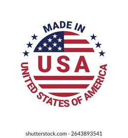 made in usa circle logo vector design with united states flag	