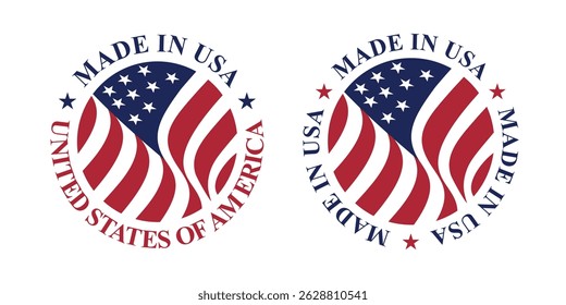 made in usa circle vector design with united states flag element	