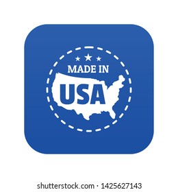 Made in USA country icon blue vector isolated on white background