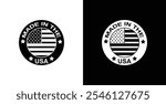 Made in the usa emblem American manufacturing and premium quality. Stars, American flag, and stripes. small stars. Emblem promoting products MADE IN USA. Packaging, Healthcare, supplements, clothing.