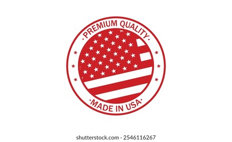 MADE IN USA emblem American manufacturing and premium quality. Stars, American flag, and stripes. small stars. Emblem promoting products made in the USA. Packaging, Healthcare, supplements, clothing.