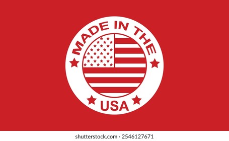 Made in the usa emblem American manufacturing and premium quality. Stars, American flag, and stripes. small stars. Emblem promoting products MADE IN USA. Packaging, Healthcare, supplements, clothing.