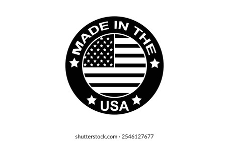 Made in the usa emblem American manufacturing and premium quality. Stars, American flag, and stripes. small stars. Emblem promoting products MADE IN USA. Packaging, Healthcare, supplements, clothing.