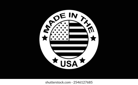 Made in the usa emblem American manufacturing and premium quality. Stars, American flag, and stripes. small stars. Emblem promoting products MADE IN USA. Packaging, Healthcare, supplements, clothing.