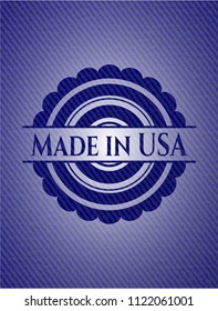 Made in USA emblem with denim texture