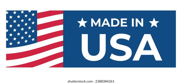 Emblema hecho en Estados Unidos. Pancarta plana.