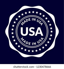 made in usa emblem, label, badge,seal,sticker. vintage stamp.package label. vector illustration