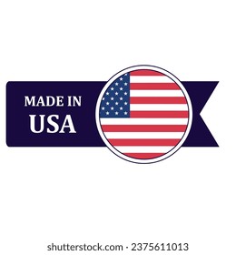 Made In USA. Flag, banner icon, design, sticker
