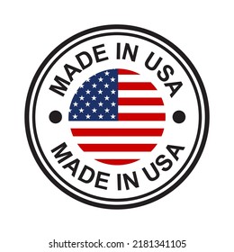 Icono de la bandera Hecho en Estados Unidos. Estampado hecho en Estados Unidos.