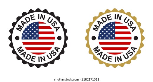 Made in USA flag icon. USA flag vector. Made in USA logo or label set. US icon with American flag. Vector illustration.