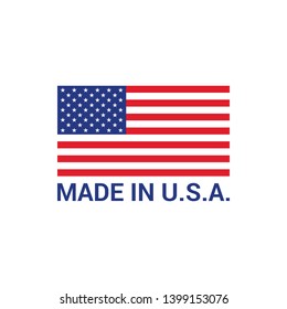 Made In USA Flag Label Logo Badge United States Of America Flat Vector