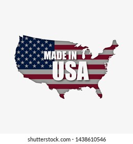 made in USA, USA flag map with shadow