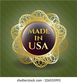 Made in USA gold emblem