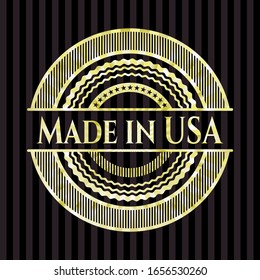 Fabricado en EEUU con emblema dorado. Ilustración vectorial. Detallado.