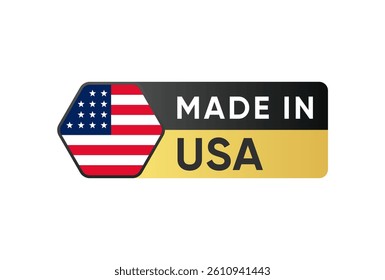 Made In USA Golden Label Banner Vector Design