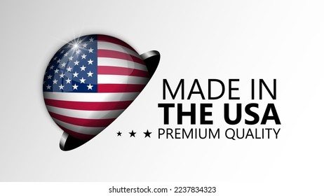Made in Usa graphic and label. Element of impact for the use you want to make of it.
