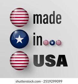 Made in Usa graphic and label. Element of impact for the use you want to make of it.