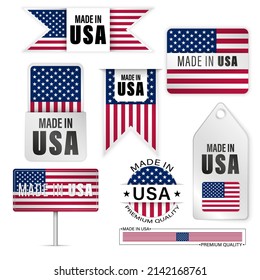 Made in Usa graphics and labels set. Some elements of impact for the use you want to make of it.