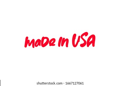 Made in USA hand drawn lettering text. Vector illustration