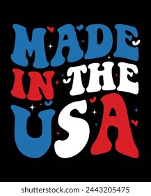 Made In The USA Happy 4th Of July plantilla de impresión de camiseta diseño de tipografía para el arte