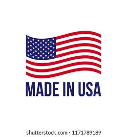 Made in USA icon with American flag. Vector logo or premium quality warranty label for package design