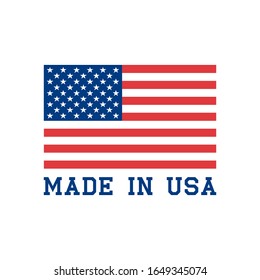 Made in USA icon with American flag. Label vector logo for package design.