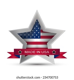 Made In The USA Icon Or Button, Stamp Badge American Buy/vector Illustration