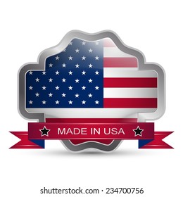 Made in the USA icon or button, stamp badge American buy/vector illustration