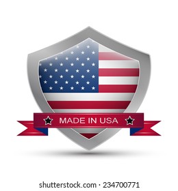 Made in the USA icon or button, stamp badge American buy/vector illustration