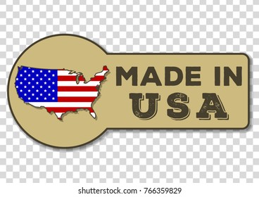 Made in USA - icon with flag of the USA isolated on transparent background
