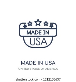 Made in USA icon. Made in USA linear symbol design from United states of america collection. Simple outline element vector illustration on white background.