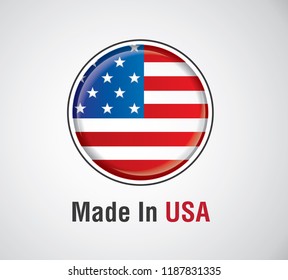 Made In USA icon with modern flag .