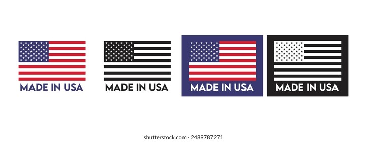 Made in USA Icon Set Komposition mit amerikanischer Flagge