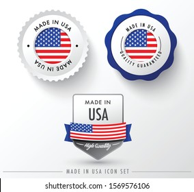 Made in USA icon set isolated on white background ,for infographics and banner templates : Vector Illustration