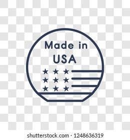 Made in USA icon. Trendy linear Made in USA logo concept on transparent background from United States of America collection
