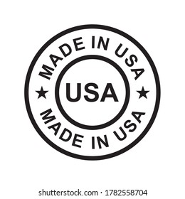 Hecho en el icono de los Estados Unidos. Sello vectorial. Ilustración en negro. Aislado.