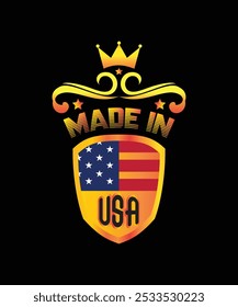 Made In USA, Illustration, Independence T-shirt Design, Typography, 4th of July, Independence Day, USA Flag, Vector, Sticker, Mockup