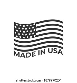 Made in USA label. American banner template. Vector illustration. Isolated on white