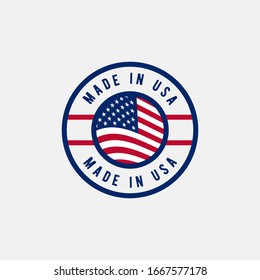 Made In USA Label With American Flag. Simple Flat Vector Illustration